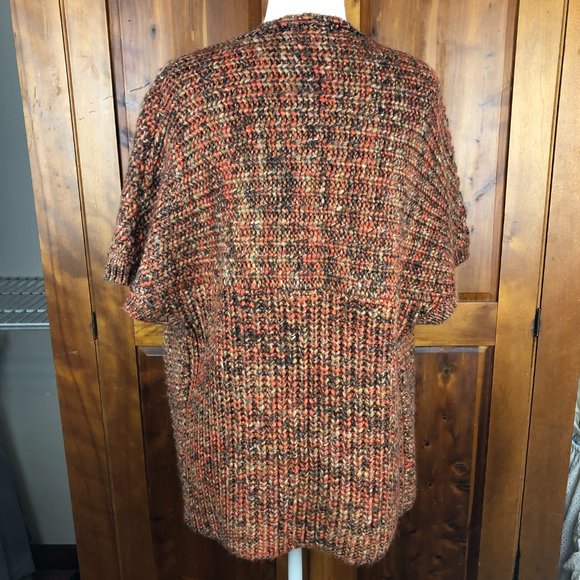 Chico's Katrina Boho Wool Blend Fringed Chunky Knit Open Front Cardigan Sweater - Picture 3 of 17